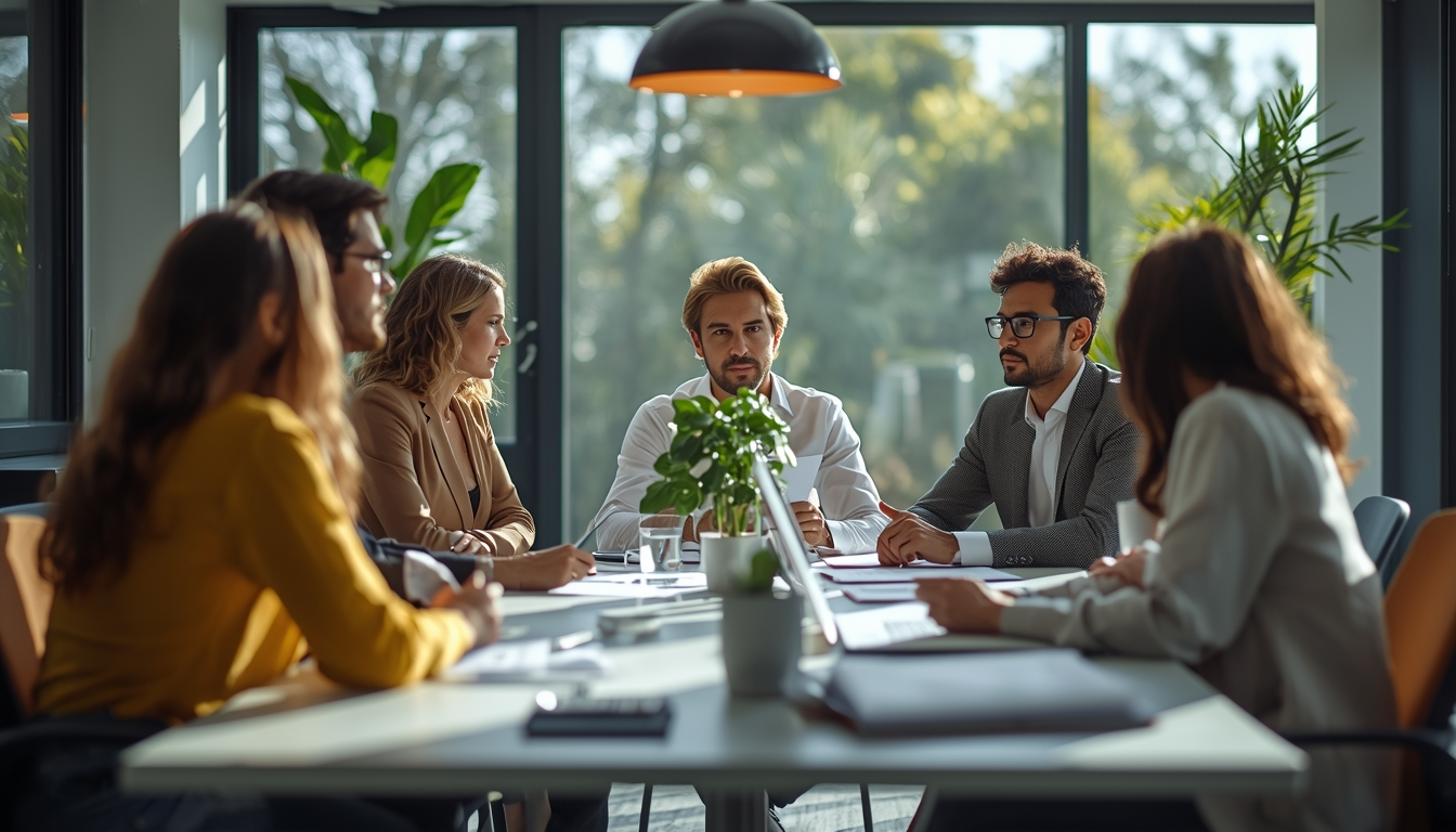 Des professionnels échangent autour d’une table de réunion
