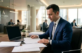 Homme en costume bleu travaillant avec documents au bureau
